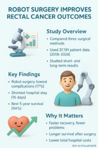 Improved 5-year survival with robot-assisted resection for locally advanced rectal cancer compared to laparoscopic and open surgery DOI- 10.1111codi.70278