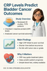 Prognostic and clinicopathological value of C-reactive protein in patients with bladder cancer a meta-analysis. DOI- 10.108007853890.2024.2445781