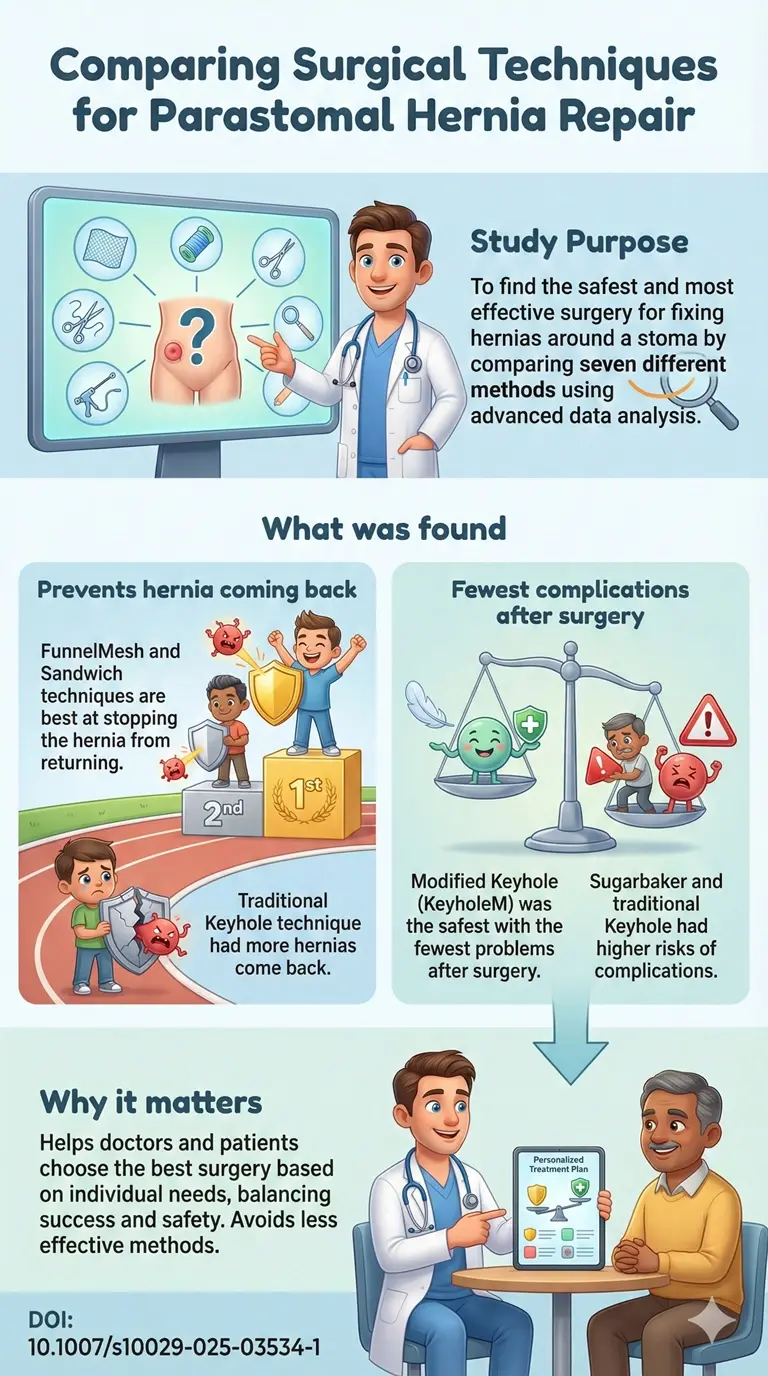 Outcomes of surgical techniques for parastomal hernia repair a bayesian network meta-analysis.DOI 10.1007s10029-025-03534-1