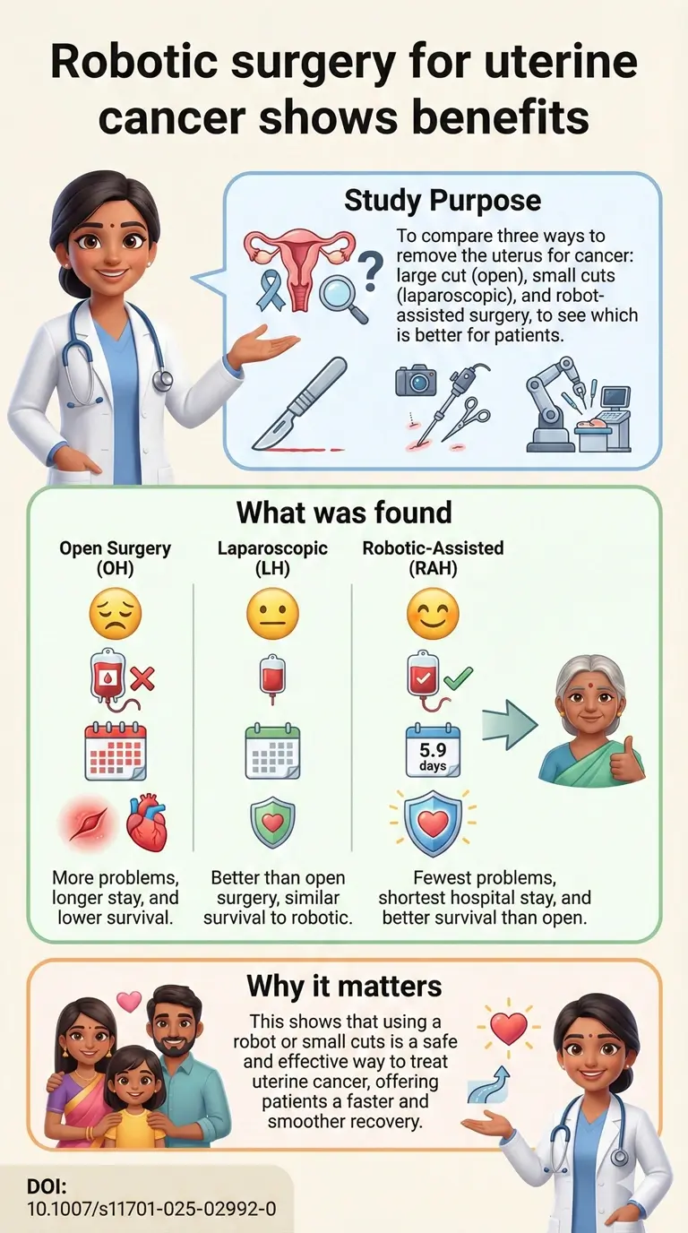 Real-world outcomes of robotic and non-robotic hysterectomy for endometrial cancer insights from a national cohort.DOI 10.1007s11701-025-02992-0